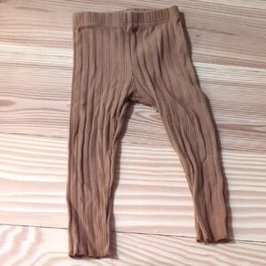 Rylee + Cru Tan Ribbed Kids Leggings
